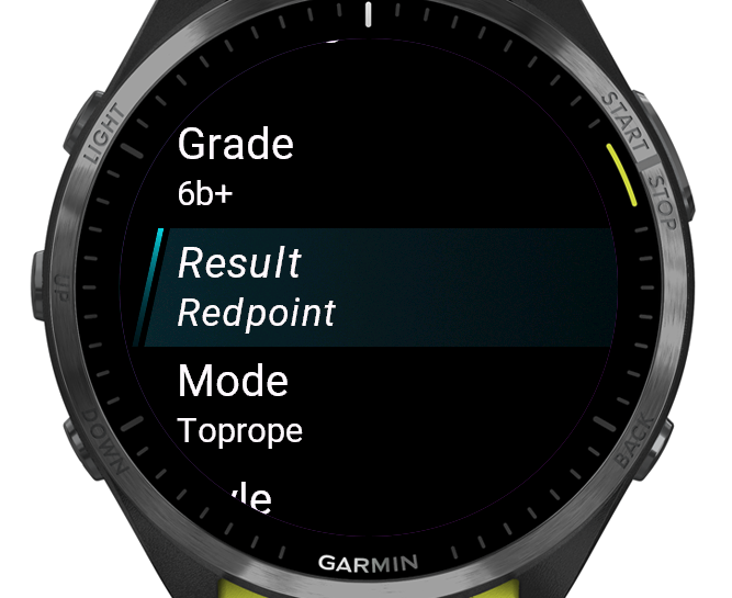 Route logging screen